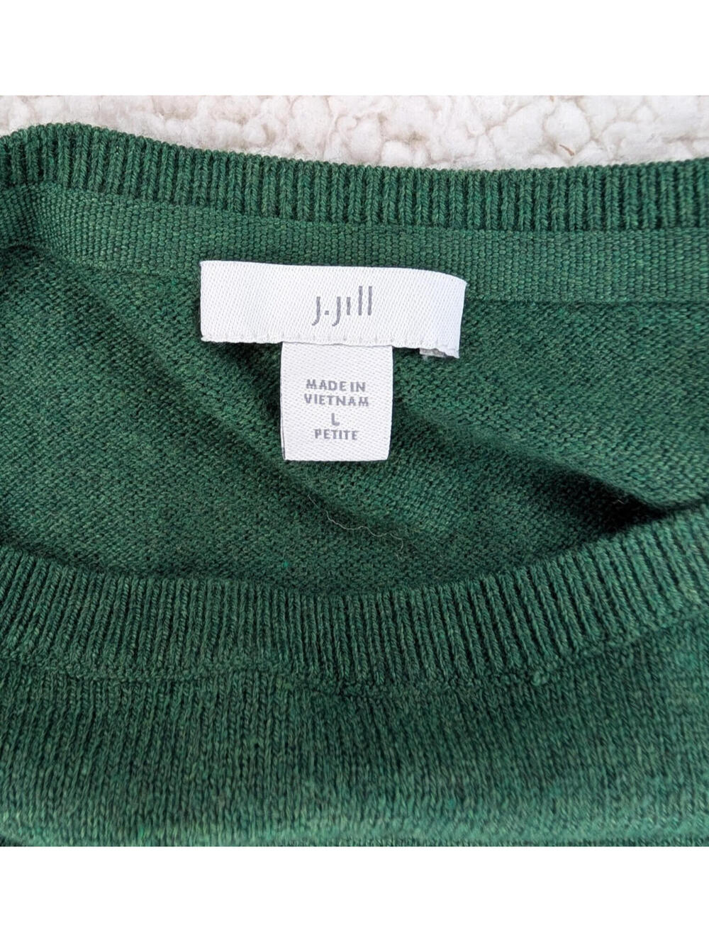 J. Jill Women's Sweater Round Neck Lightweight Dandelion Print Green L PETITE - Picture 5 of 9